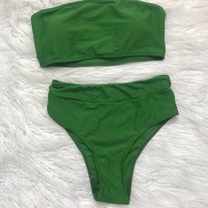 High Waisted Strapless Bandeau Bikini Set